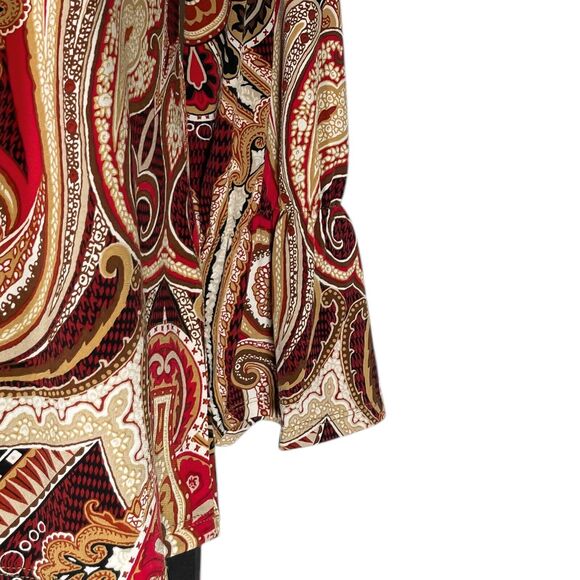 Chico's Women's Blouse Paisley Stretch Boho Retro Artsy Bell Sleeve Top 0 US S/4 - Picture 8 of 8